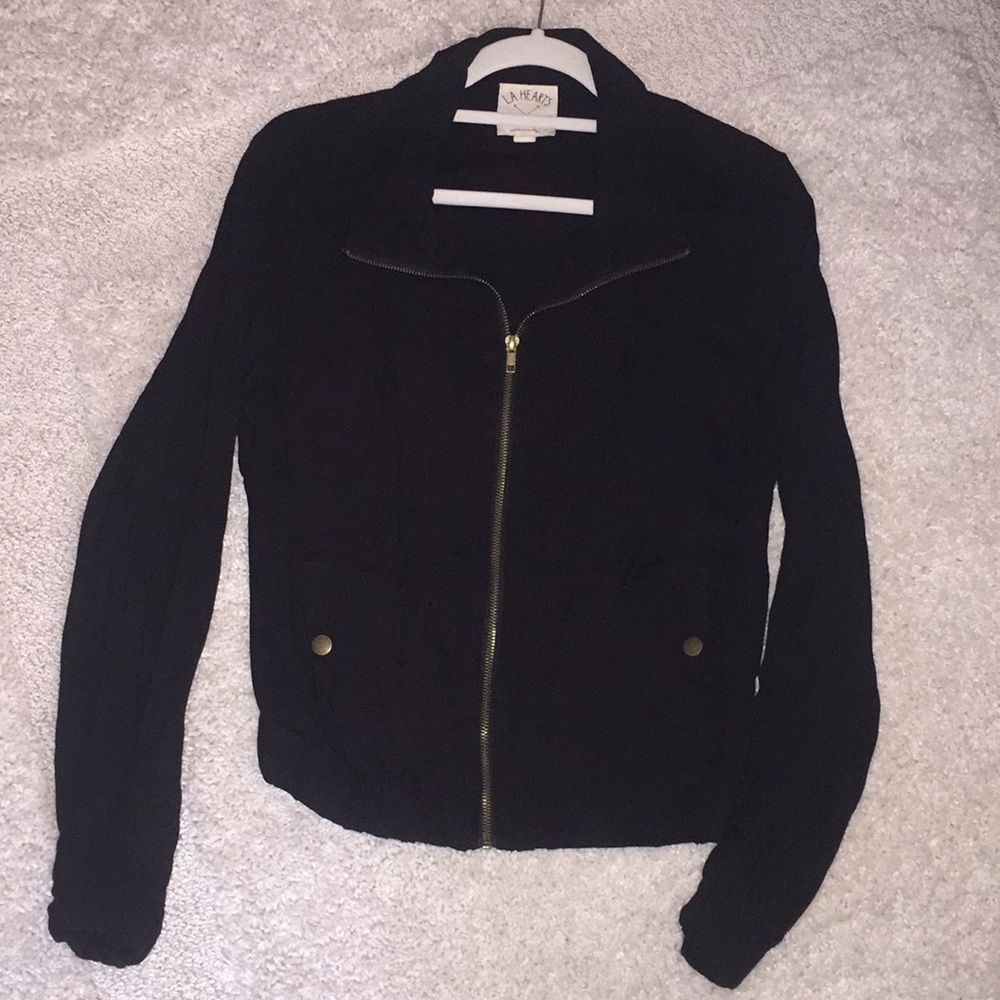 Fabric black zip up jacket